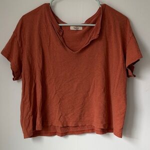 Madewell Burnt Orange Short-Sleeve V-Neck Crop Tee